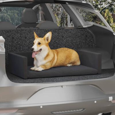 vidaXL Cama de maletero para perros aspecto de lino negro 70x45 cm
