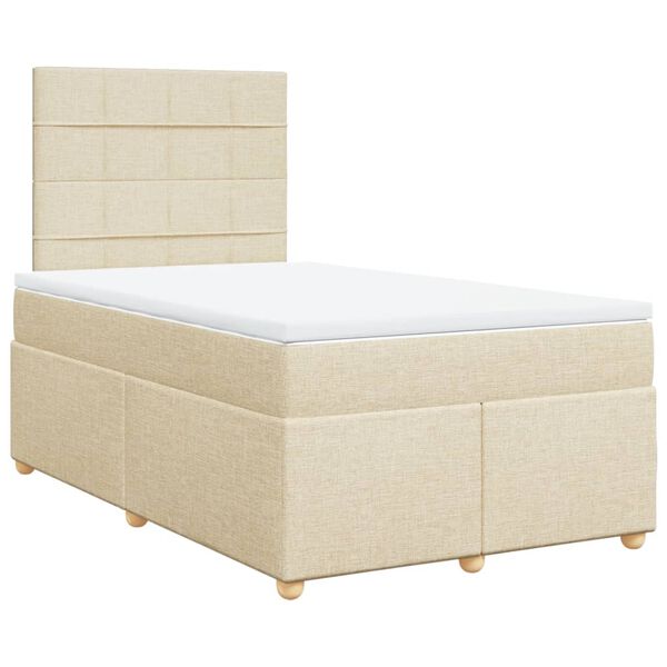 vidaXL Cama box spring con colch&oacute;n tela color crema 120x200 cm