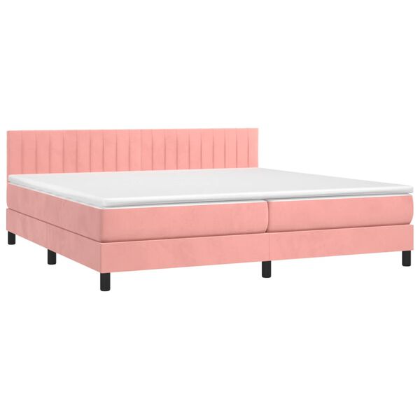 vidaXL Cama box spring con colch&oacute;n terciopelo rosa 200x200 cm