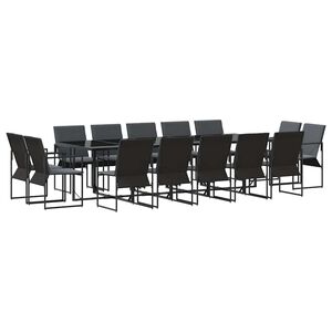 vidaXL Conjunto de Comedor de Jard&iacute;n 15 pcs Negro Acero
