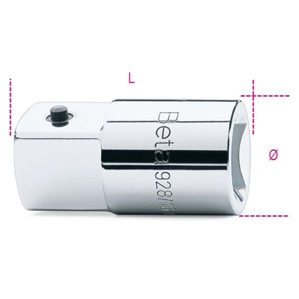 Beta Tools Adaptador 928/16 hembra de 3/4" y macho de 1/2"