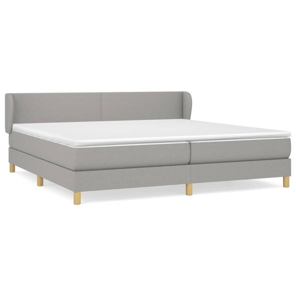vidaXL Cama box spring con colch&oacute;n tela gris claro 200x200 cm