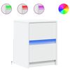 vidaXL Mesita de noche con luces LED madera de ingenier&iacute;a blanca