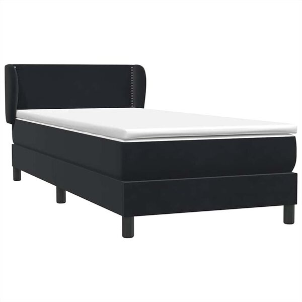 vidaXL Cama box spring con colch&oacute;n terciopelo negro 90x220 cm