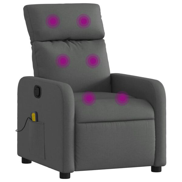 vidaXL Sill&oacute;n de masaje reclinable de tela gris oscuro