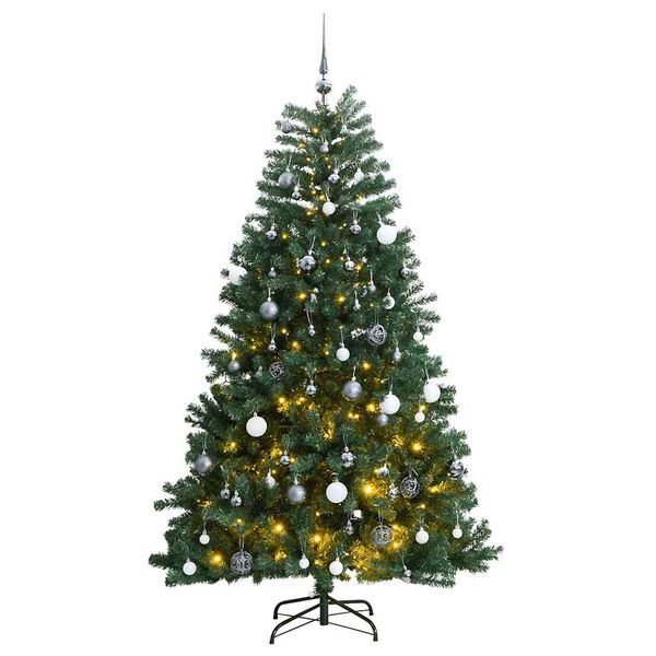 vidaXL &Aacute;rbol de Navidad artificial con bisagras 300 LED y bolas 240 cm