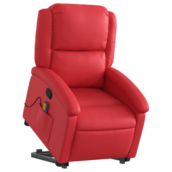 vidaXL Sill&oacute;n reclinable de masaje de pie cuero artificial rojo