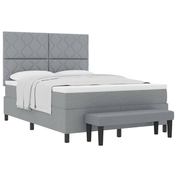 vidaXL Cama tipo Box Spring con colch&oacute;n Gris Claro 160 x 200 cm tela