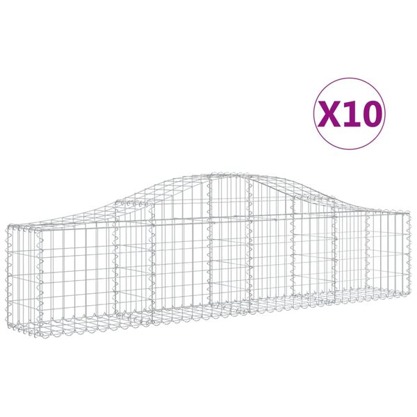 vidaXL Cestas de gaviones 10 uds forma de arco hierro 200x30x40/60 cm