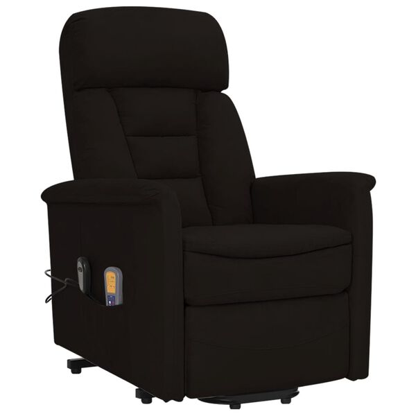 vidaXL Sill&oacute;n de masaje elevable de tela microfibra negro