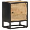 vidaXL Mesita de noche puerta tallada madera mango rugosa 40x30x50 cm