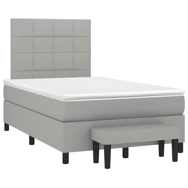 vidaXL Cama box spring con colch&oacute;n tela gris claro 120x190 cm