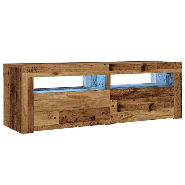 vidaXL Mesitas de noche con luces LED 2 uds madera vieja 60x35x40 cm