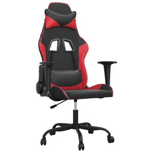 vidaXL Silla gaming de masaje cuero sint&eacute;tico negro y rojo