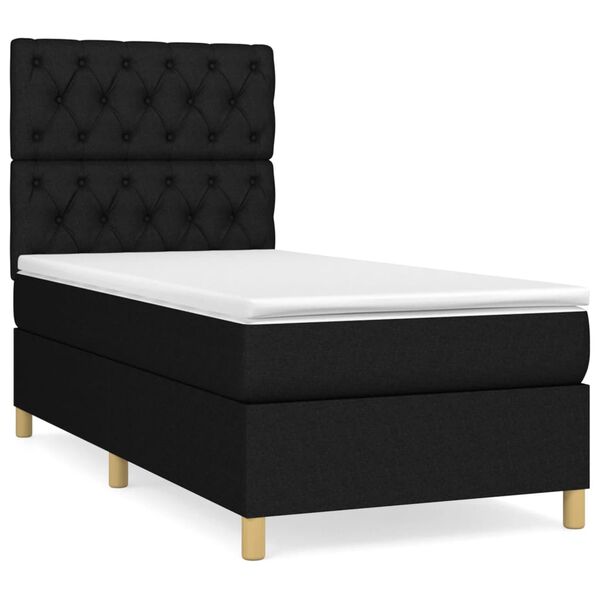 vidaXL Cama box spring con colch&oacute;n tela negro 80x200 cm