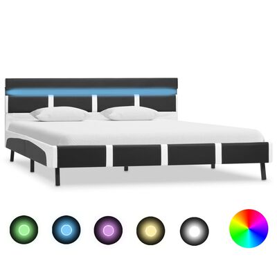 vidaXL Estructura de cama con LED de cuero sintético gris 120x200 cm