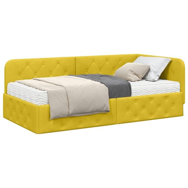 vidaXL Estructura de cama en esquina Amarillo 90 x 190 cm Terciopelo