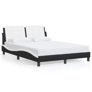 vidaXL Estructura de cama sin colch&oacute;n Zadar cuero sint&eacute;tico negro y blanco