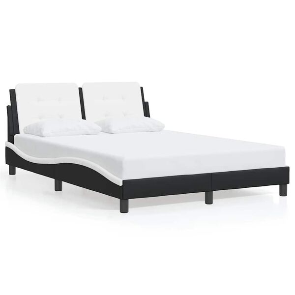 vidaXL Estructura de cama sin colch&oacute;n Zadar cuero sint&eacute;tico negro y blanco