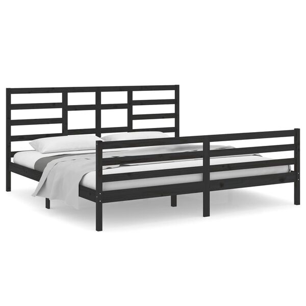 vidaXL Estructura de cama sin colch&oacute;n madera maciza negro 200x200 cm