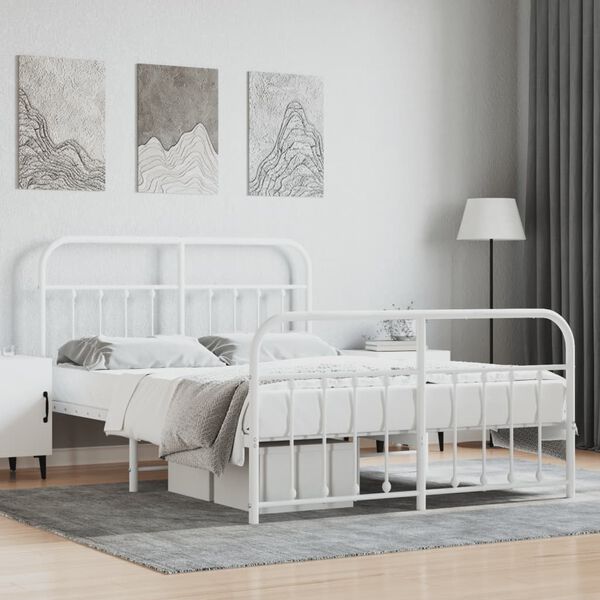 vidaXL Estructura cama sin colchón con estribo metal blanco 140x200 cm