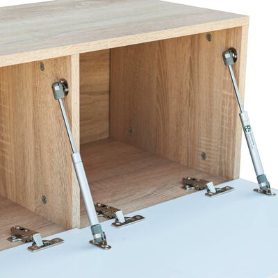vidaXL Mueble de TV 2 piezas madera ingeniería blanco brillo y roble