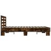 vidaXL Estructura cama madera ingenier&iacute;a metal roble ahumado 135x190cm