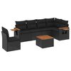 vidaXL Set de comedor de jard&iacute;n 7 pzas y cojines rat&aacute;n sint&eacute;tico negro