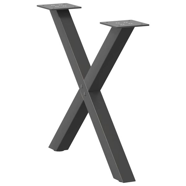 vidaXL Patas para mesa de centro en forma de X (2 unidades), antracita, 50 x (42-43) cm, acero