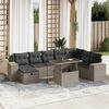 vidaXL Set muebles jard&iacute;n 9 pzas y cojines rat&aacute;n sint&eacute;tico gris claro