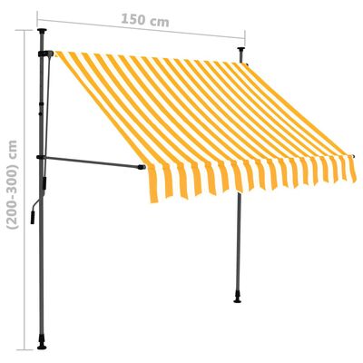 vidaXL Toldo manual retráctil con LED blanco y naranja 150 cm
