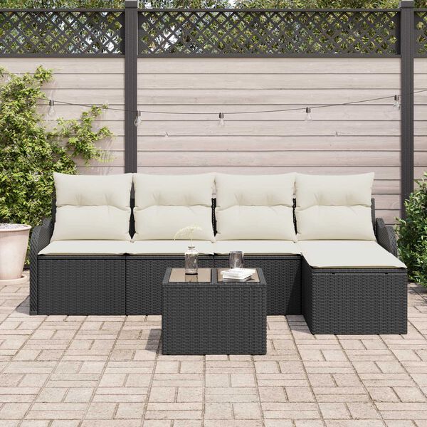vidaXL Conjunto de sof&aacute; de jard&iacute;n 6 pcs Marr&oacute;n rat&aacute;n sint&eacute;tico