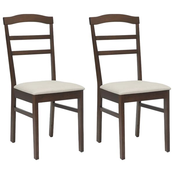 vidaXL Silla de comedor 2 pcs Marrón claro y claro Madera sólida