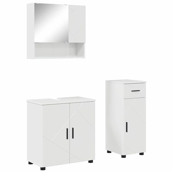 vidaXL Juego de muebles de ba&ntilde;o con caj&oacute;n con puerta 3 pcs brillante