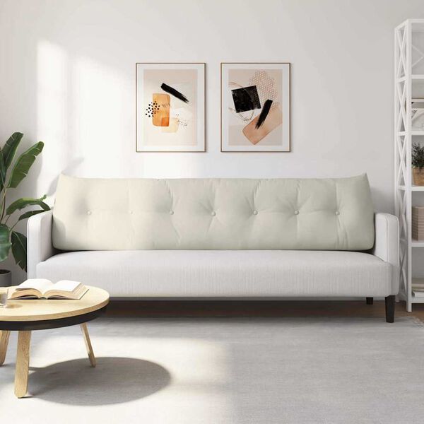 vidaXL Cojín de Espalda Crema 200 x 24 x 50 cm Terciopelo