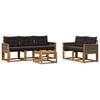 vidaXL Conjunto de sof&aacute;s de exterior 6 uds. Natural y negro