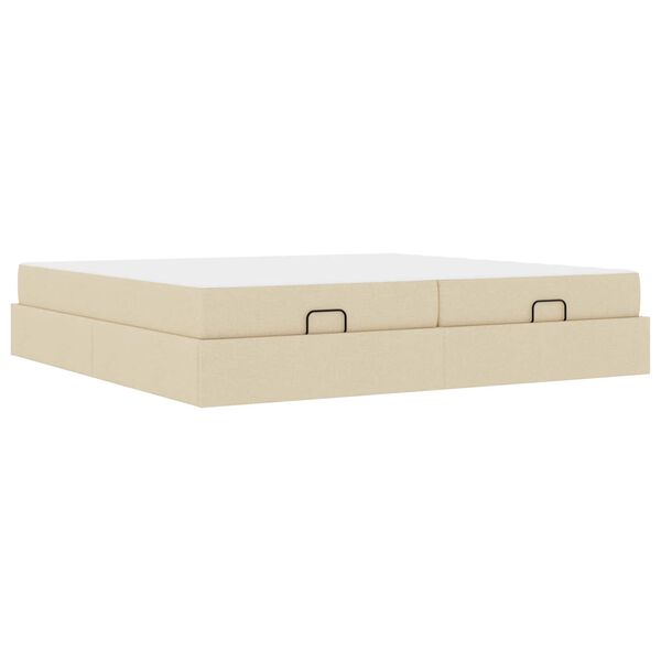 vidaXL Estructura de cama con colch&oacute;n con colch&oacute;n 2 pcs Crema tela