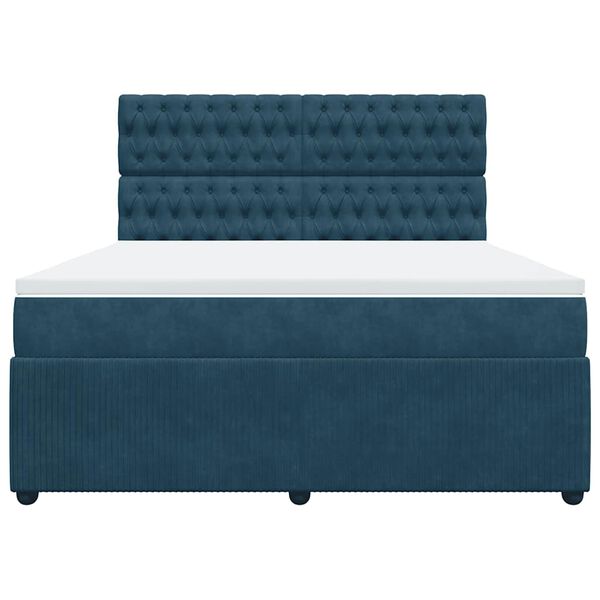 vidaXL Cama box spring con colch&oacute;n terciopelo azul oscuro 180x200 cm