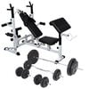vidaXL Banco musculaci&oacute;n con soporte pesas, pesas y mancuernas 90 kg