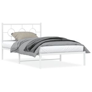 vidaXL Estructura cama sin colchón con cabecero metal blanco 107x203cm