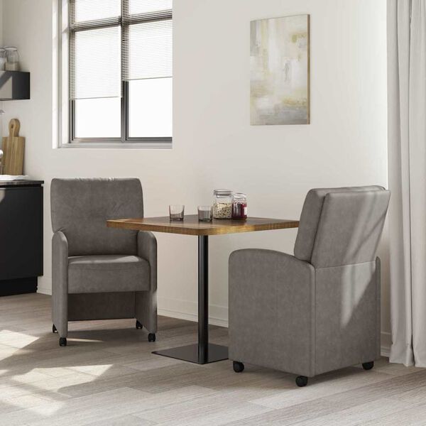 vidaXL Sillas de comedor 2 pcs Gris 57 x 67 x 95 cm Cuero sintético