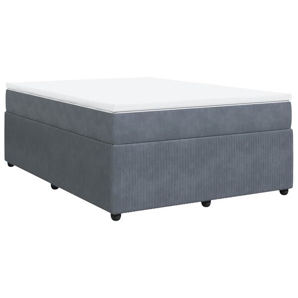 vidaXL Cama box spring con colch&oacute;n terciopelo gris oscuro 140x200 cm