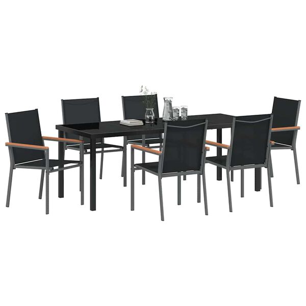 vidaXL Conjunto de Comedor de Jard&iacute;n 7 pcs Negro