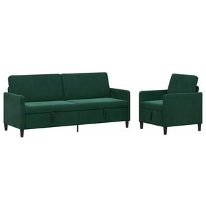 vidaXL Juego de Sof&aacute;s con Almacenamiento 2 uds. Verde oscuro Poli&eacute;ster