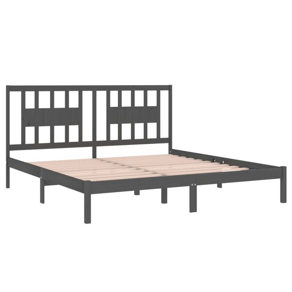vidaXL Estructura de cama de madera maciza de pino gris 200x200 cm
