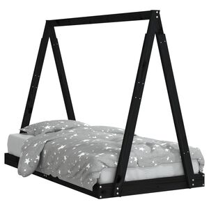 vidaXL Estructura de cama para ni&ntilde;os madera de pino negro 80x160 cm