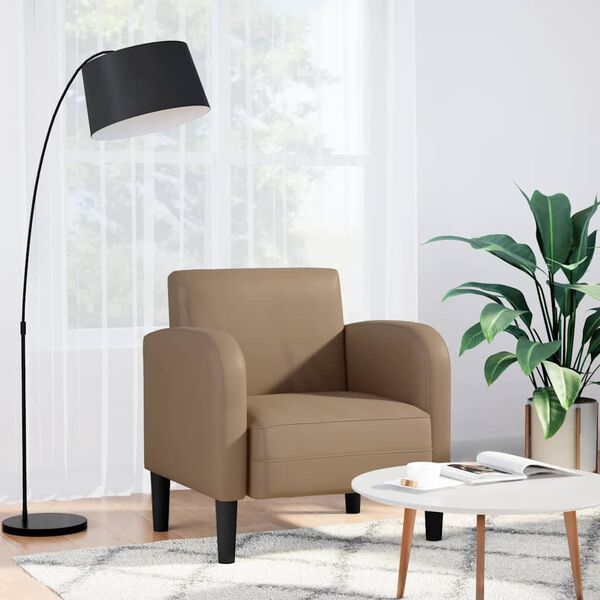vidaXL Sill&oacute;n con reposabrazos capuchino 54 cm cuero sint&eacute;tica