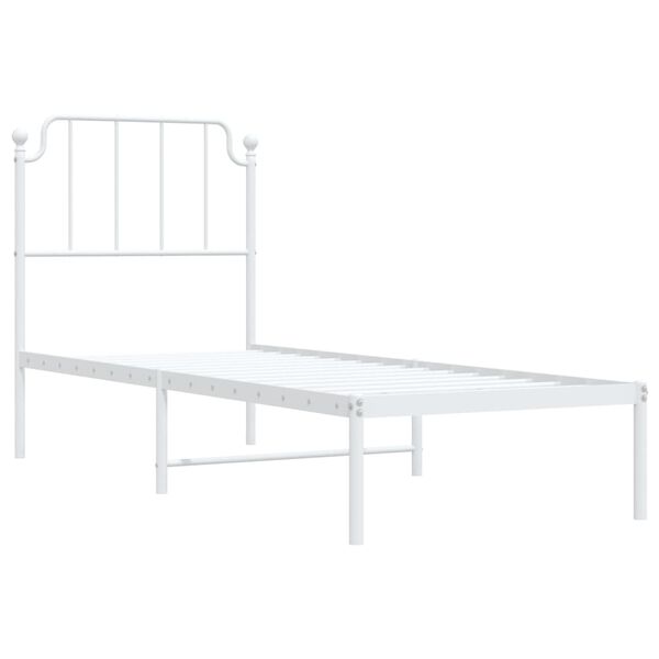 vidaXL Estructura cama sin colch&oacute;n con cabecero metal blanco 80x200 cm