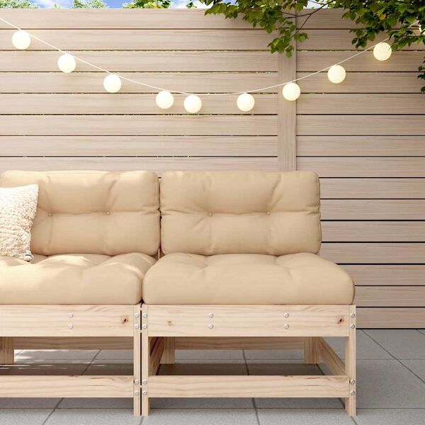 vidaXL Sof&aacute; central con cojines madera maciza de pino