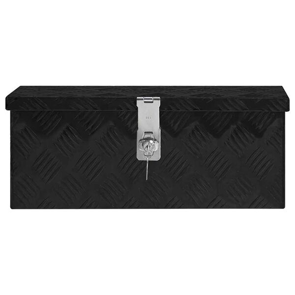vidaXL Caja de almacenaje de aluminio negro 50x15x20,5 cm